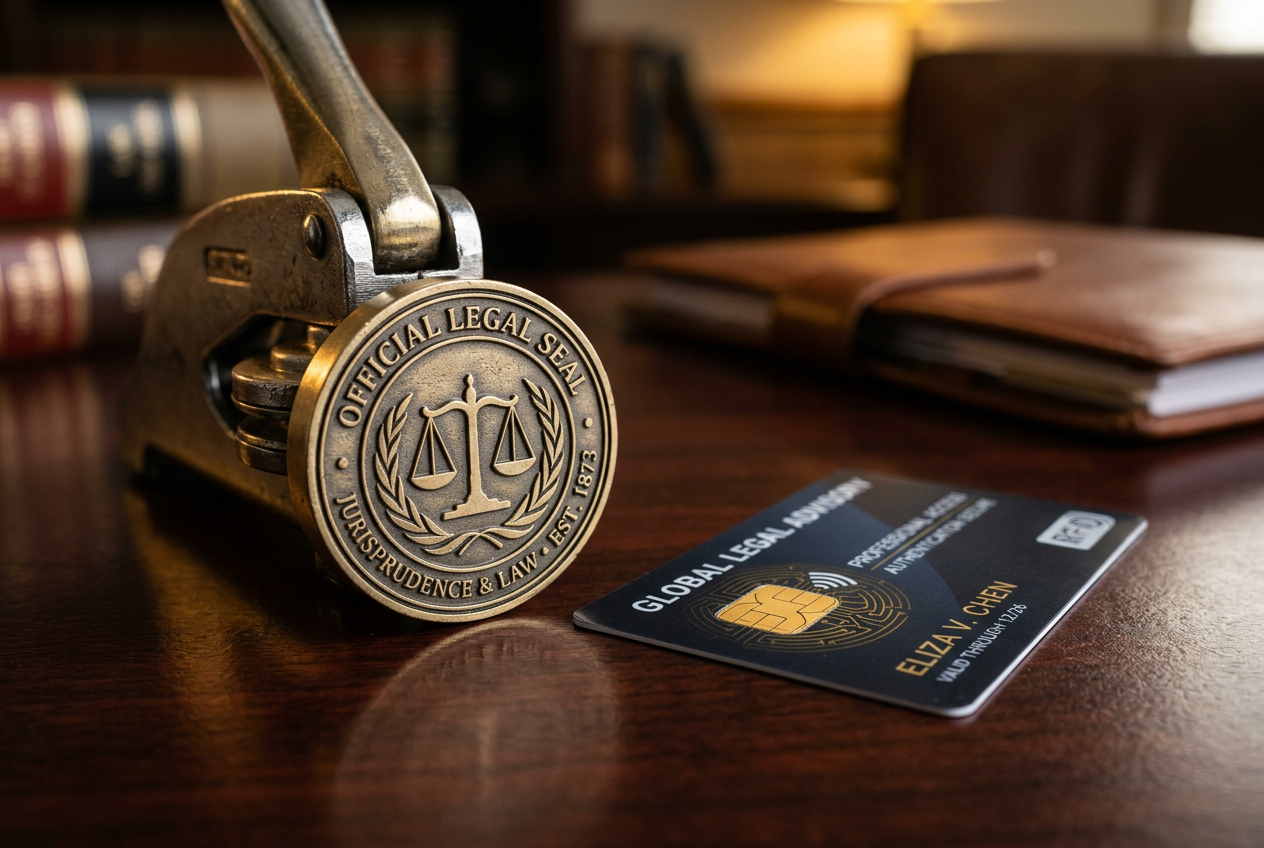 Graphic showing high security and legal compliance symbols.